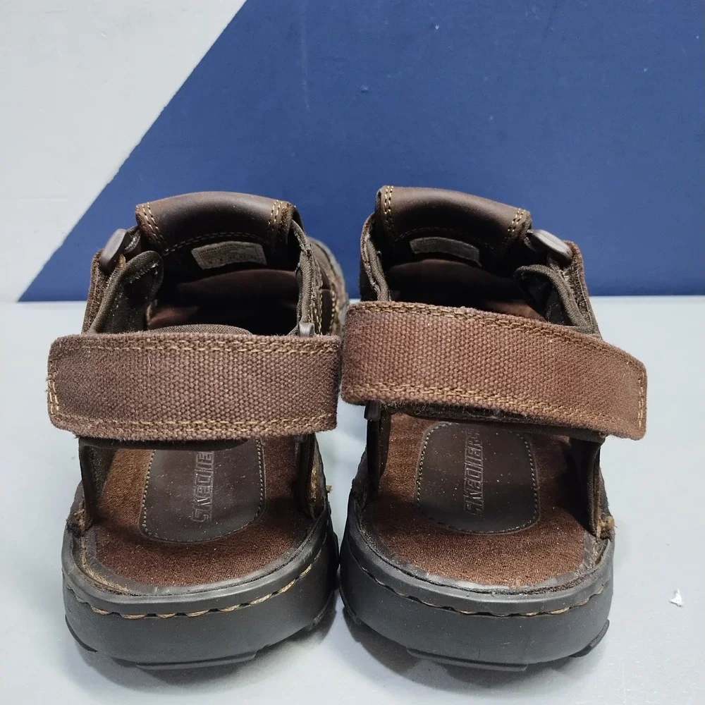 Skechers Fisherman Sandals Mens Size 9 Brown Leather Open Toe Hook & Loop 60847